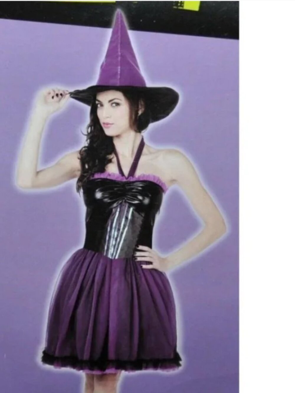 Witch Halloween Costume 12/14 Purple & Black Dress & Hat 2 Pc Party Womens